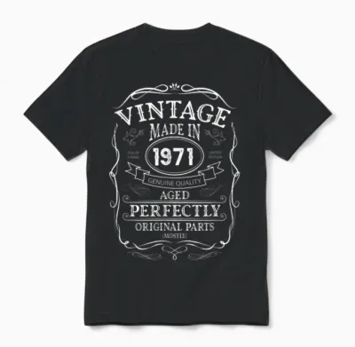 55. Geburtstag, Retro Vintage Design, Mann, Frau 1971 Unisex T-Shirt - Black