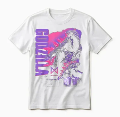 Godzilla X Kong Monarch Collage Purple Text Movie Monster Unisex T-Shirt - White