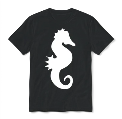 Sea Horse Vector Unisex T-Shirt - Black