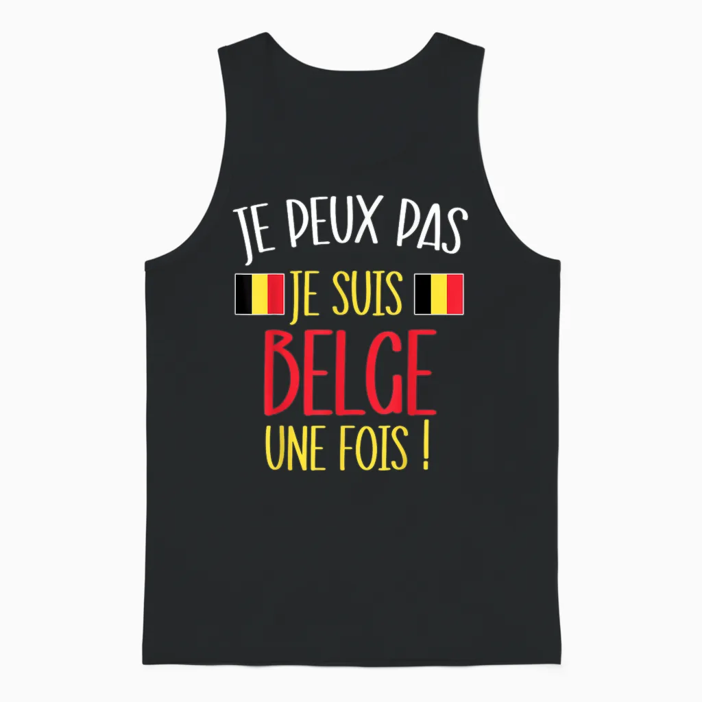Humour Belgian Gift Humour Man Flag Belgium T-Shirt, Black, S Unisex Tank Top in Black