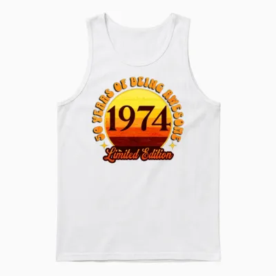 1974 Sunset Unisex Tank Top - White
