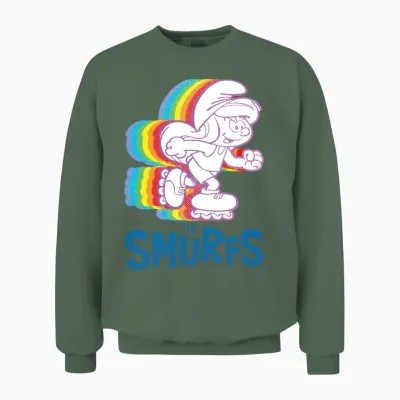 Smurfs Design with Smurfette on Roller Skates Unisex Sweatshirt - Military Green