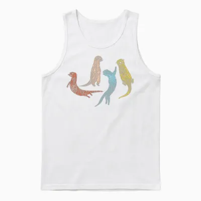 Otter Retro Vintage Unisex Tank Top - White