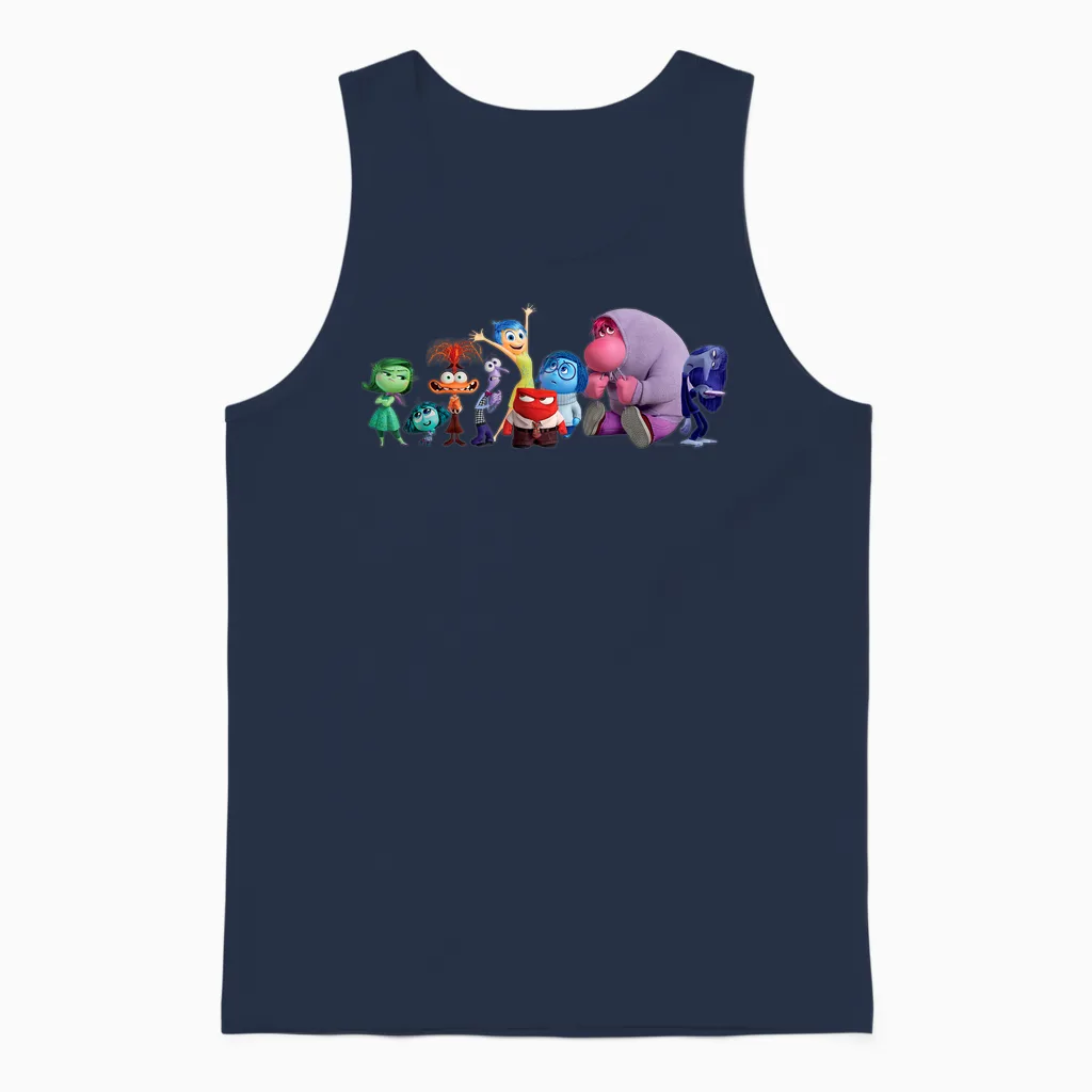 Disney and Pixar's Inside Out 2 Emotions Group All Together T-Shirt, Black Unisex Tank Top in Navy