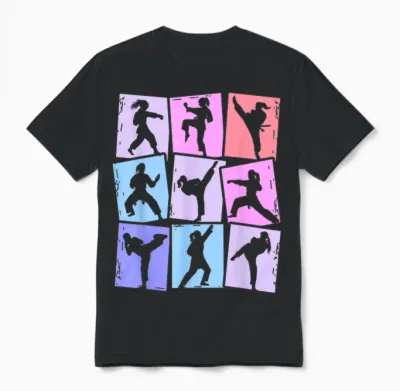 Taekwondo Karate Kampfsport Damen Kinder Mädchen Unisex T-Shirt - Black