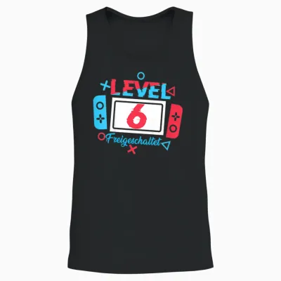 Children's Level 6 Birthday Shirt Boy 6 Years Old Video Games T-Shirt, Black Unisex Tank Top - Black