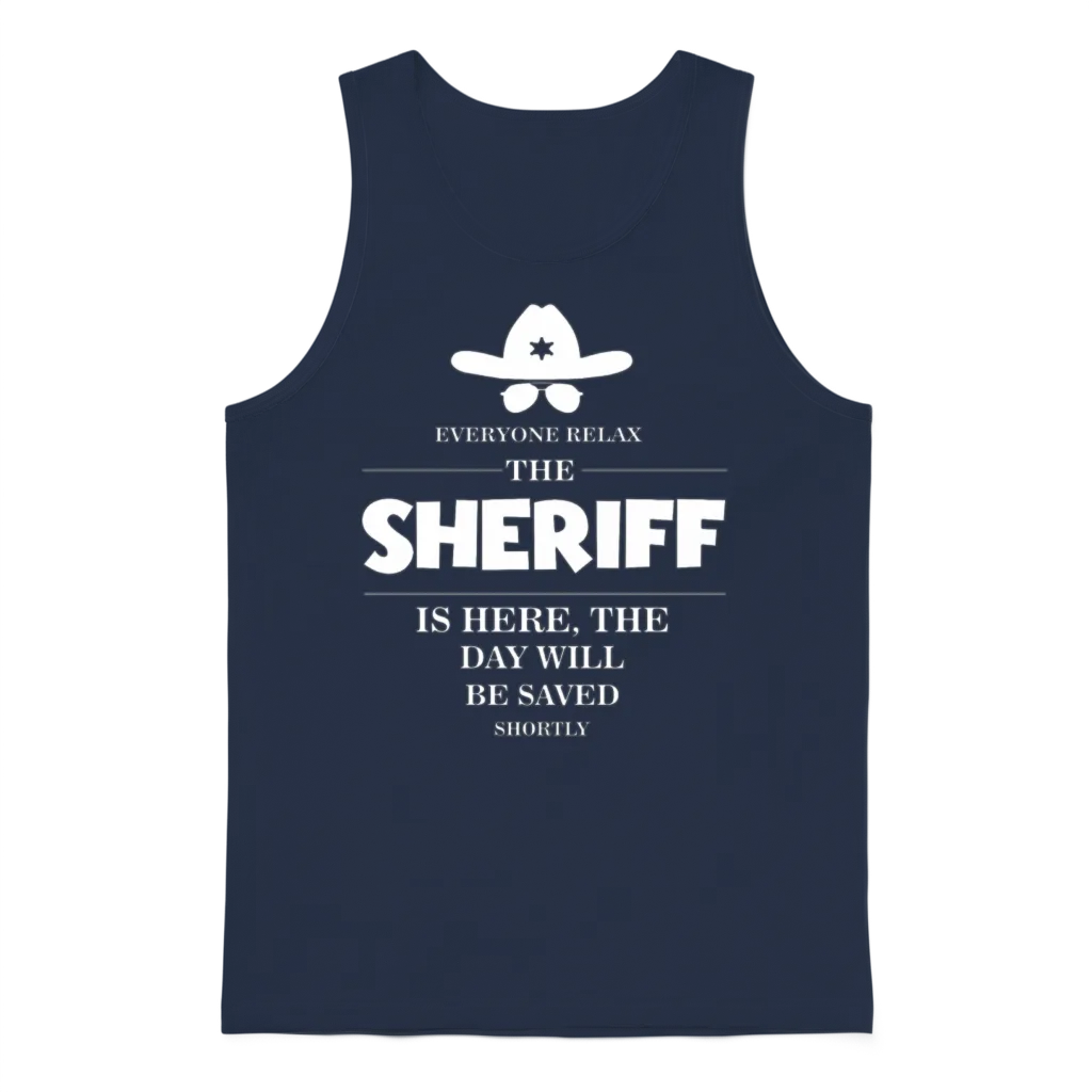 Sheriff Everyone Relax the Sheriff Is Here Unisex Tank Top - Navy