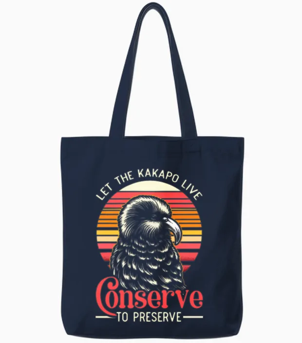 Endangered Species Kakapo Animal Rights Activist Tote Bags in Navy
