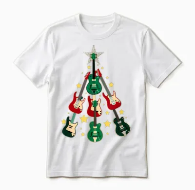 Cool Guitar Christmas Tree Guitar Lovers Christmas Tree Unisex T-Shirt - White