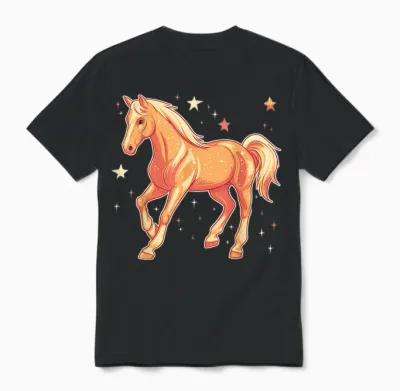 Pferd Mit Sternen Pferdemotiv Pferde Mädchen Unisex T-Shirt - Black