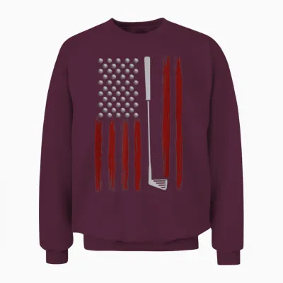 Retro American Flag Golf Golfer Funny Golf Club Golfing Unisex Sweatshirt - Maroon