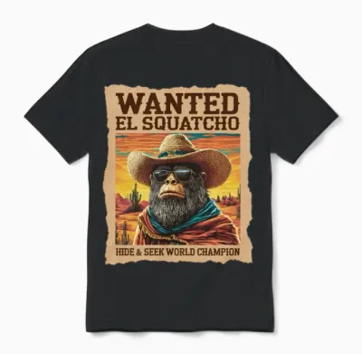 Wanted El Squatcho Hide & Seek Champ Unisex T-Shirt - Black