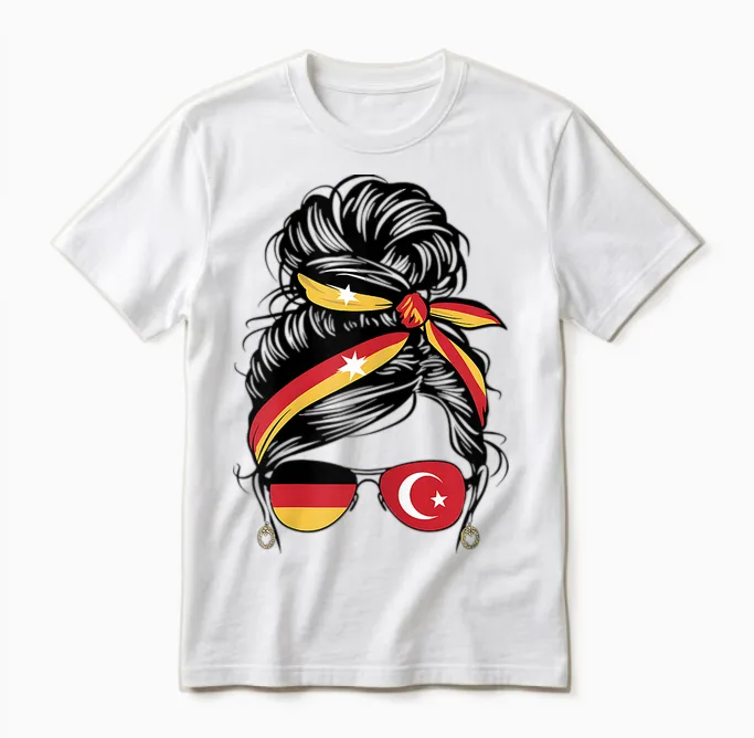 Türkiye Deutschland Flagge Türkisch Deutsch Mädchen Damen Unisex T-Shirt in White