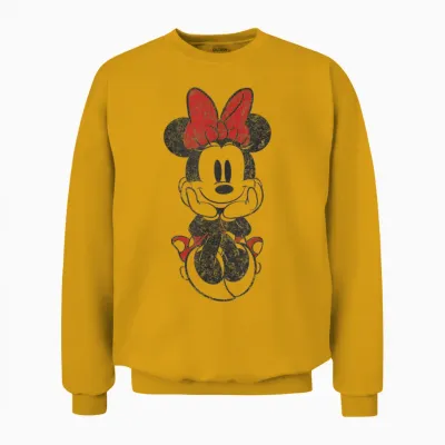 Disney Mickey and Friends Minnie Mouse Vintage Sitting Unisex Sweatshirt - Gold