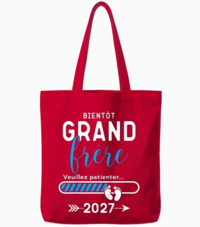 Enfant Futur Grand Frère 2027, Bientôt Grand Frère 2027 Tote Bags - Red