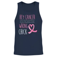 Breast Cancer Picked the Wrong Chick Unisex Tank Top - Navy – 2