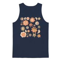 Retro Flowers — Floral & Botanical Gift Unisex Tank Top - Navy – 1