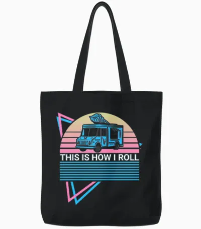 Ice Cream Retro Tote Bags - Black