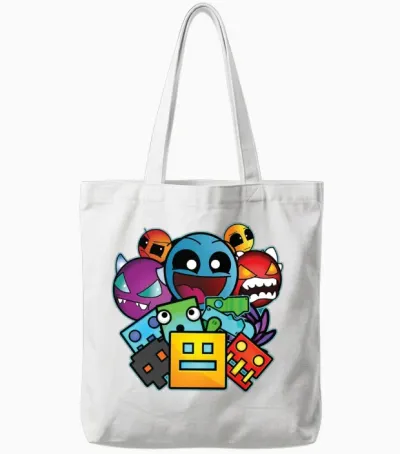 Geometry Dash Tote Bags - White