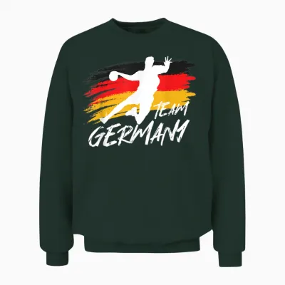 Handball Team Germany Flag Handballer Ball Sports Player T-Shirt, Black Unisex Sweatshirt - Forest