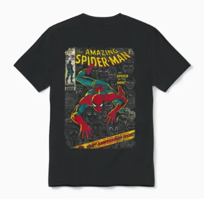 Marvel Spider-Man Comic Book Anniversary Short Sleeve Unisex T-Shirt - Black