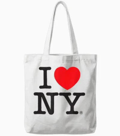 Classic I Love Ny Logo Tote Bags - White