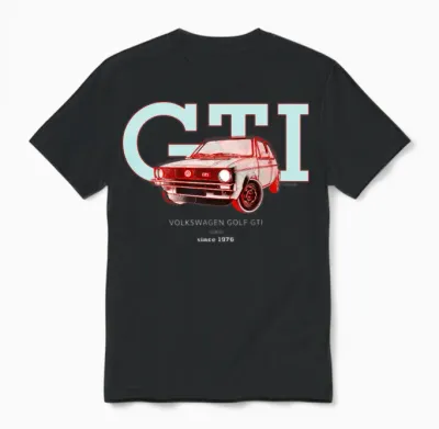 Volkswagen Red Vw Gti M1 with Gti Lettering Unisex T-Shirt - Black