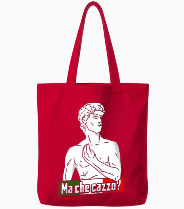 David Statue Italian Hand Gesture Italy Lover Tote Bags in Red