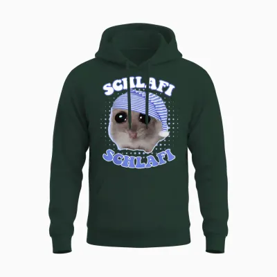 Schlafi Schlafi Funny Hamster Sleep Meme Hamstie T-Shirt, Black, S Unisex Hoodie - Forest