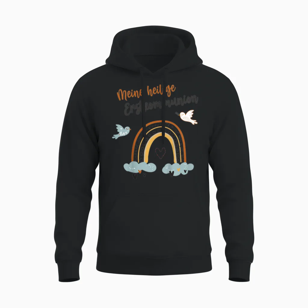 Meine Erstkommunion Friedenstaube Kommunion Regenbogen Unisex Hoodie in Black