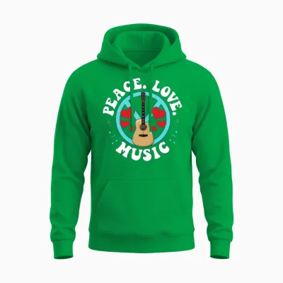 Peace Love Music Awesome Hippie Pacifist Festival Unisex Hoodie - Irish Green