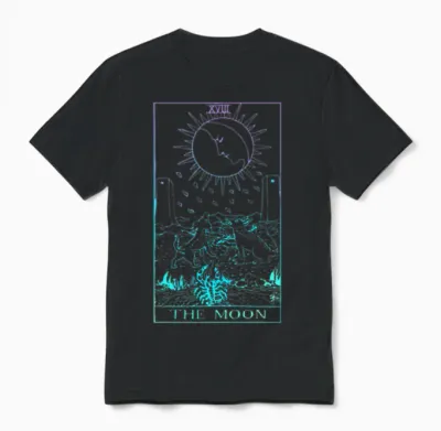 The Moon Tarot Card Rider Waite Witchy Unisex T-Shirt - Black