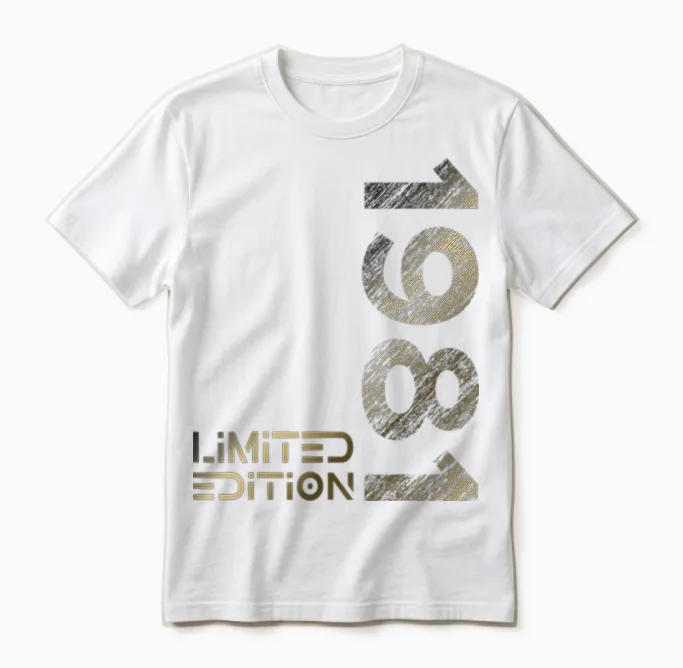 Limited Edition Vintage 1981 Man Woman 42nd Birthday T-Shirt, Black Unisex T-Shirt in White