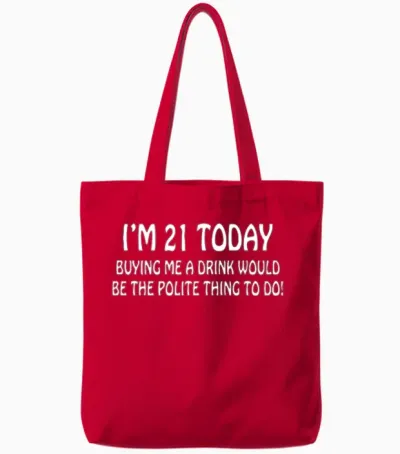 21st Birthday Tote Bags - Red