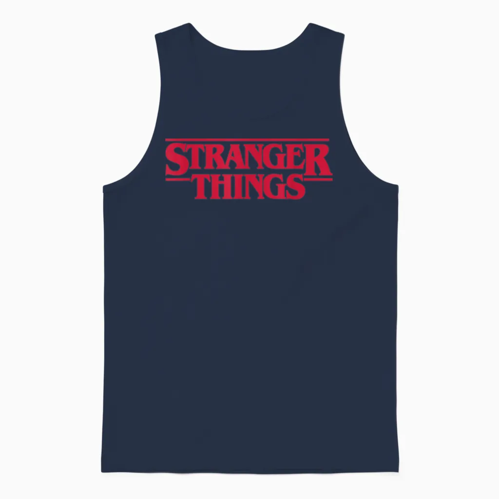 Stranger Things Main Logo T-Shirt, Black, S Unisex Tank Top in Navy