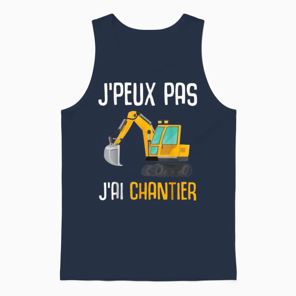 Construction Gift Excavator Humour I Can't I Have Construction Unisex Tank Top in Navy