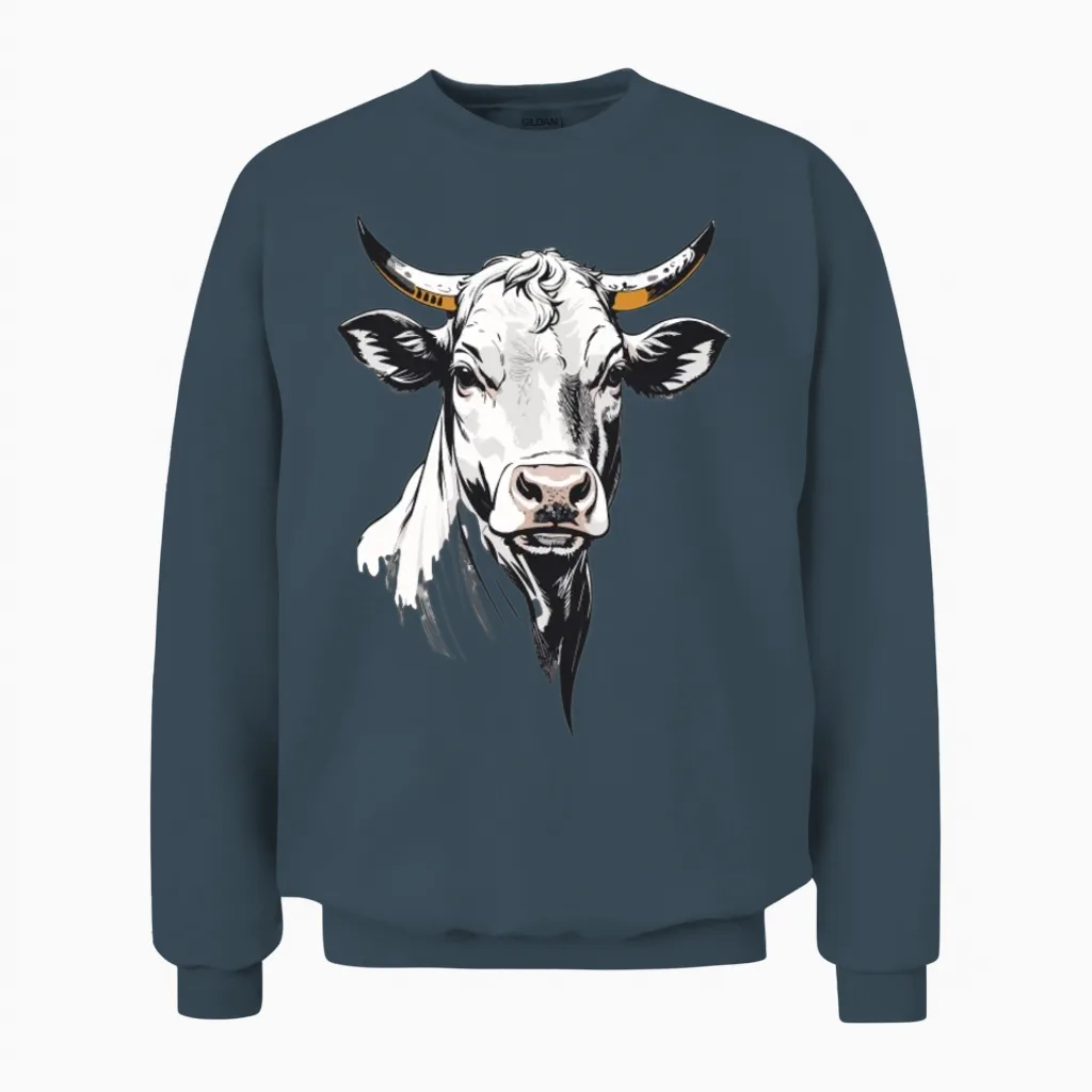 Cow Retro - Farm & Country Unisex Sweatshirt in Dark Heather