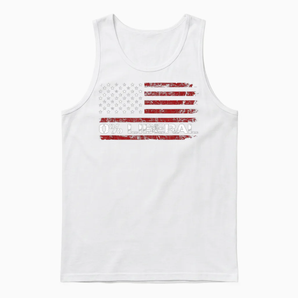0% Liberal Zero Percent Anti Liberal - Red Republican Unisex Tank Top in White