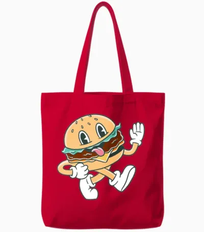 Funny Hamburger Tote Bags - Red