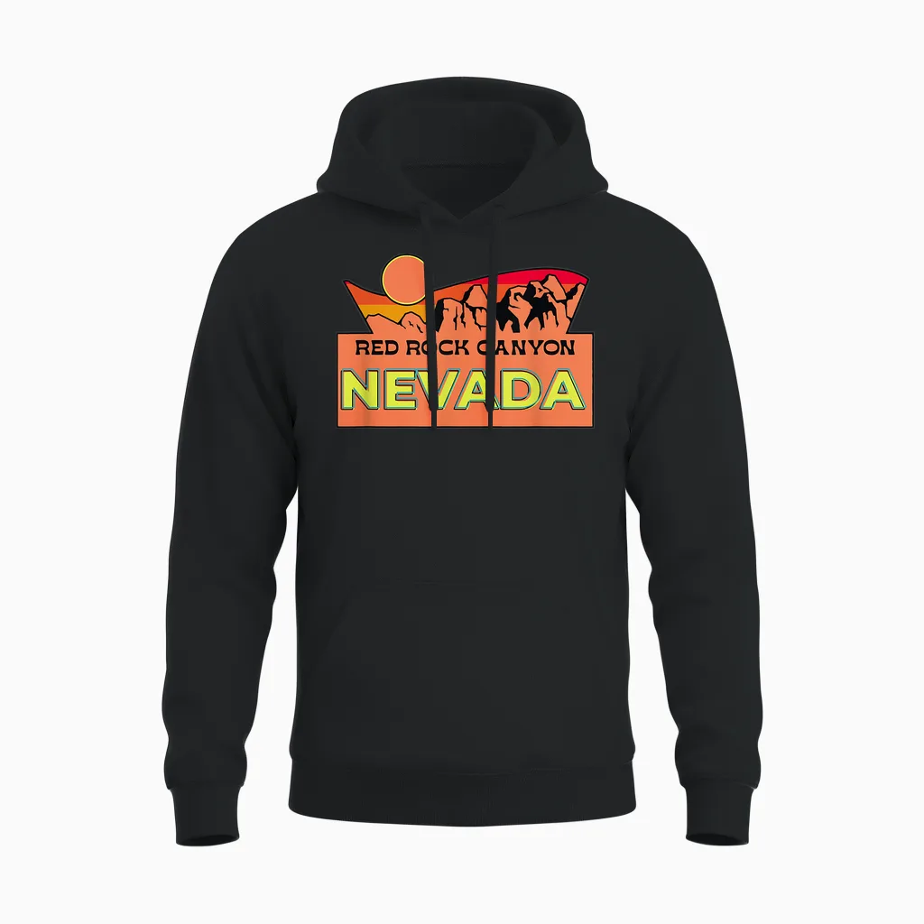 Red Rock Canyon Nevada Travel Souvenir Vintage Retro Sunset T-Shirt, Black, S Unisex Hoodie in Black