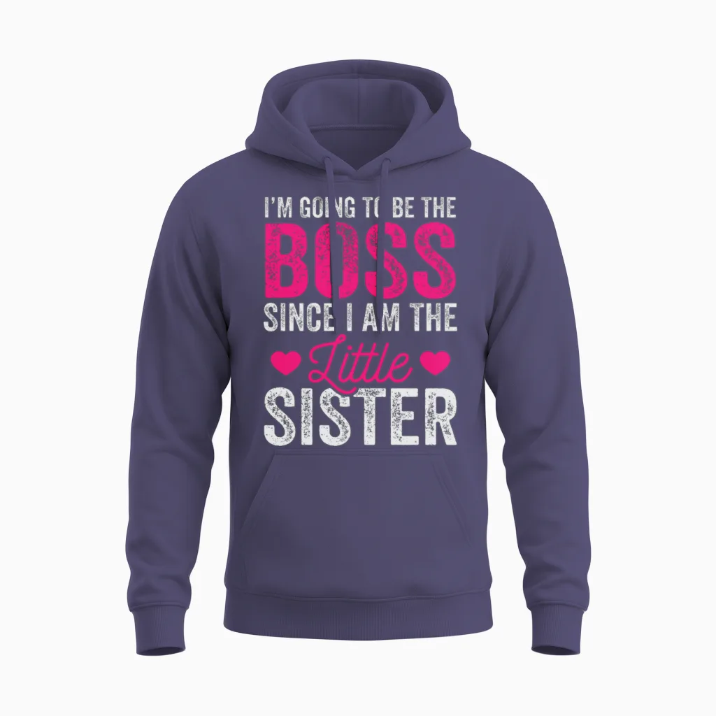 Little Sister Shirts, Funny Little Sister T-Shirts Unisex Hoodie in Heather Sport Dark Navy