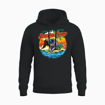 Santa Cruz Ca California Surfer I Santa Cruz California T-Shirt, Black Unisex Hoodie - Black