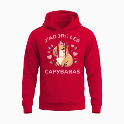 J'adore Les Capybaras Pour Fille Fan De Capybara Unisex Hoodie - Red