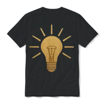 Golden Glow Lightbulb Unisex T-Shirt - Black