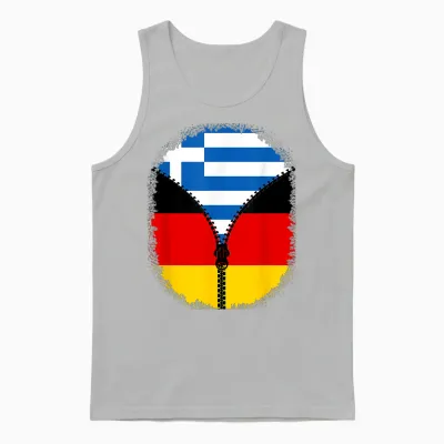 Griechenland Deutschland Flagge Griechisch Deutsch Reißverschluss Unisex Tank Top - Ash