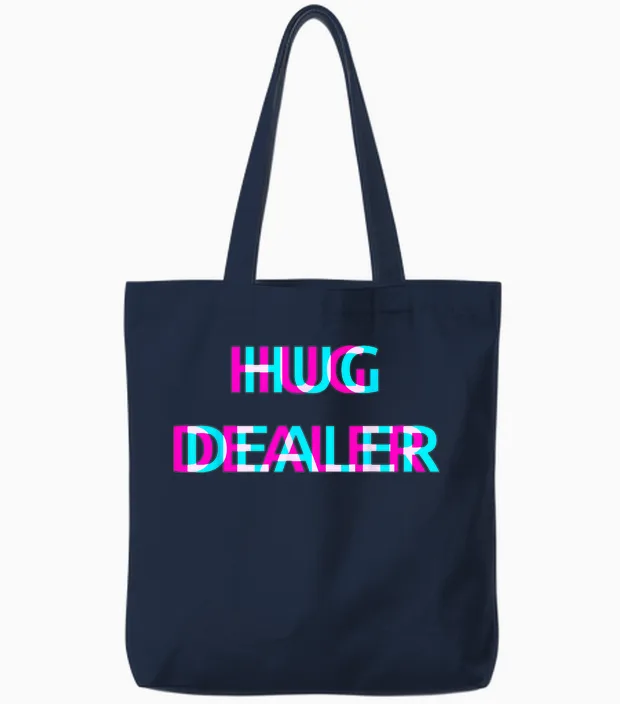 Hug Dealer Techno Edm Music Festival Raver Dance Rave Tote Bags in Navy