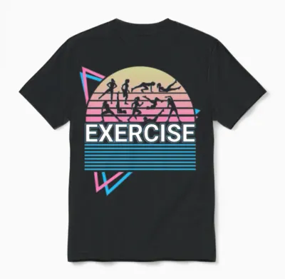 Exercise Workout Fitness Retro Unisex T-Shirt - Black