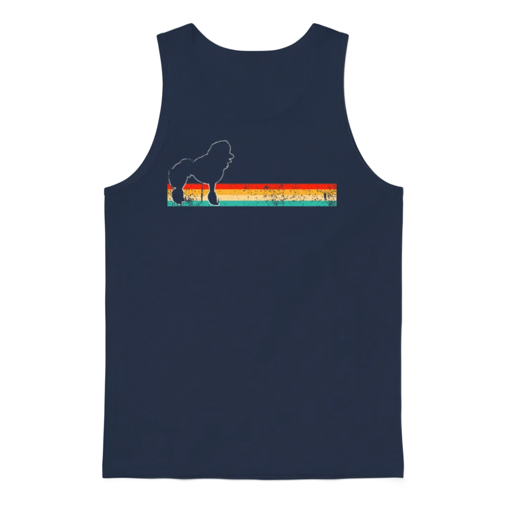 Poodle Retro Unisex Tank Top - Navy