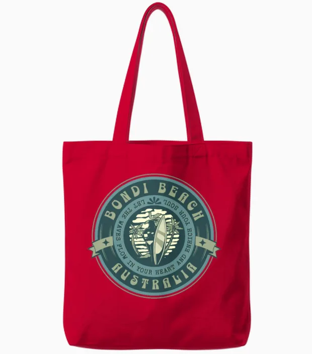 Bondi Beach Surfer Girl Summer & Gift Tote Bags in Red