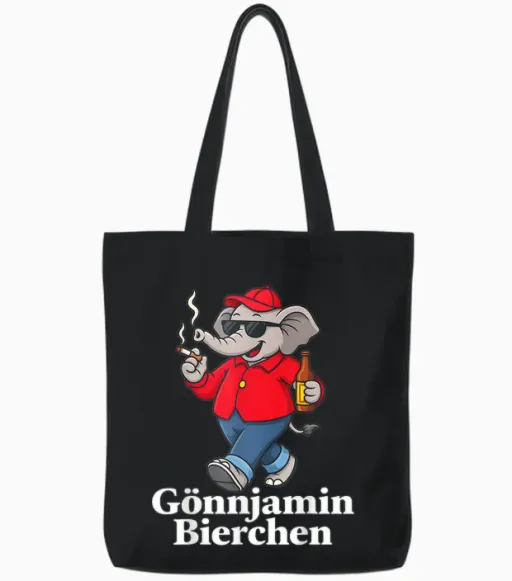 Gönnjamin Bierchen X Benjamin Bierchen Beer Delicious Beer Tote Bags in Black